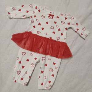 5 for $10 Gymboree NWOT White/Red Heart Bottom Snap Tutu Jumpsuit size 3-6M